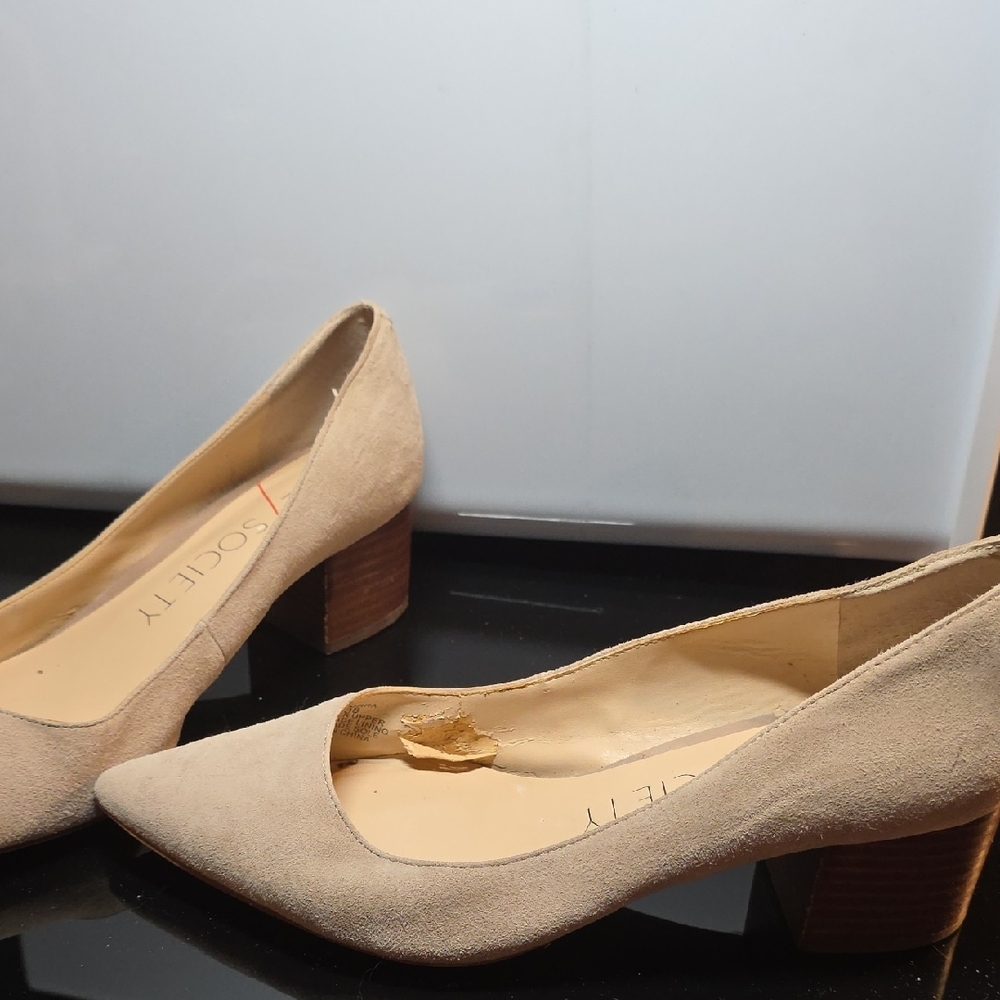 Sole Society Beige Suede Block Heels - Picture 6 of 7
